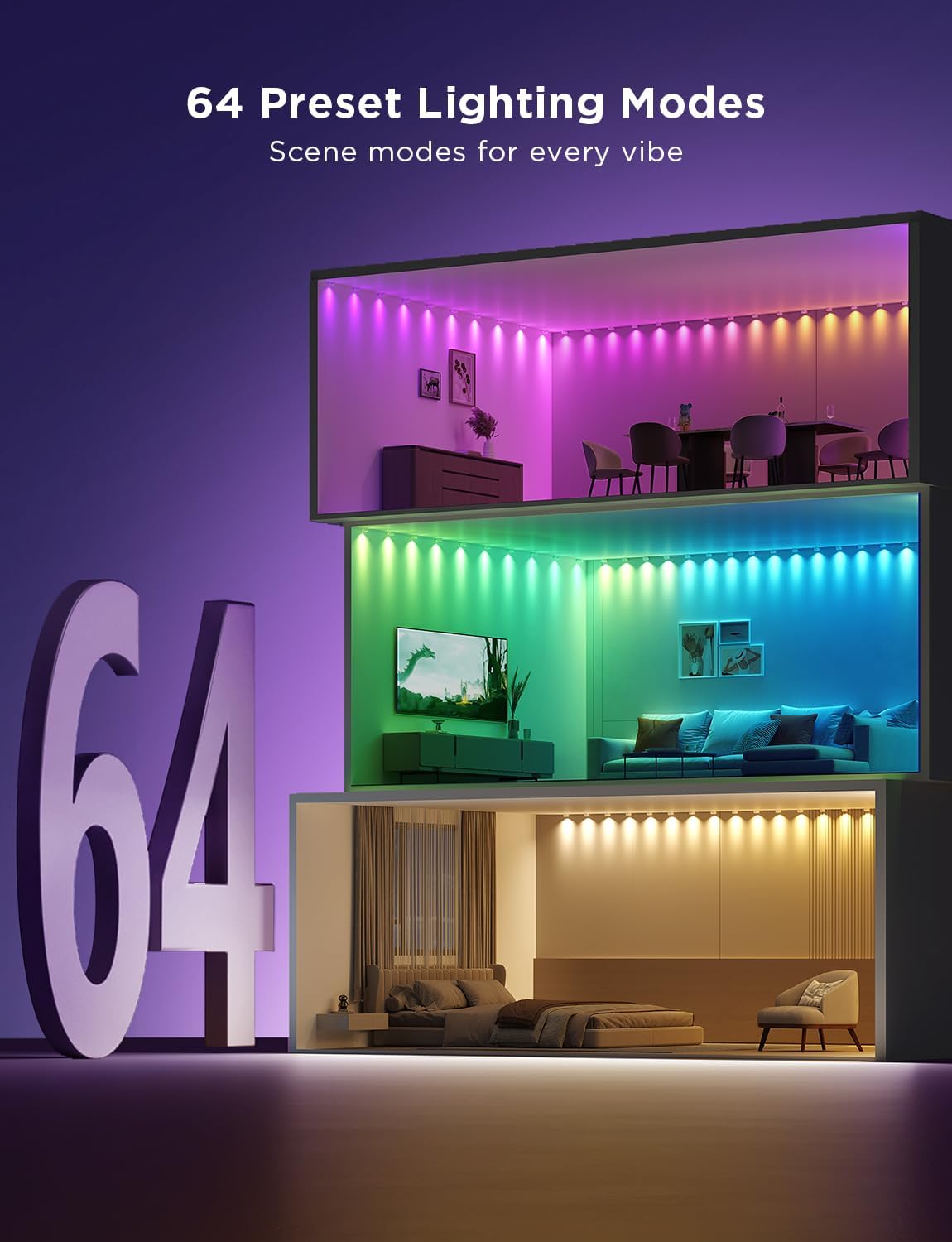 Govee rgbic string downlights, smart led string lights works with alexa, 16.4ft/5m with 25 leds, music sync, white - h608a