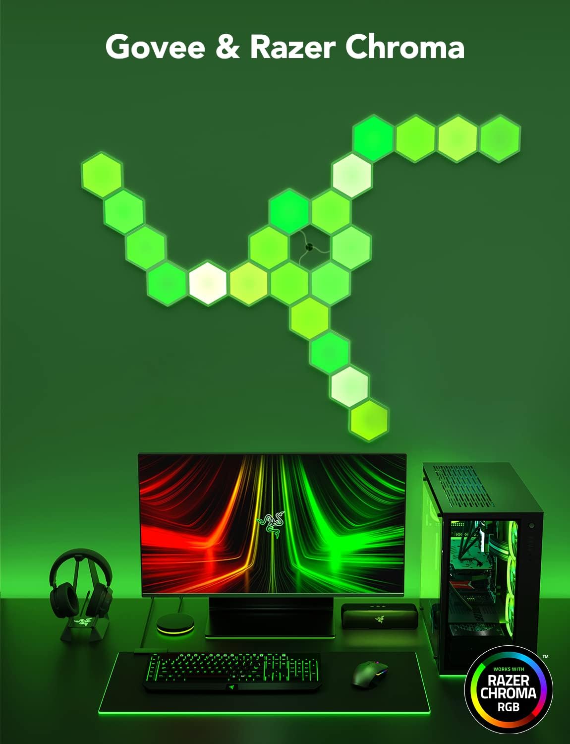 GOVEE GLIDE HEXA LIGHT PANELS, RGBIC HEXAGON LED WALL LIGHTS,
