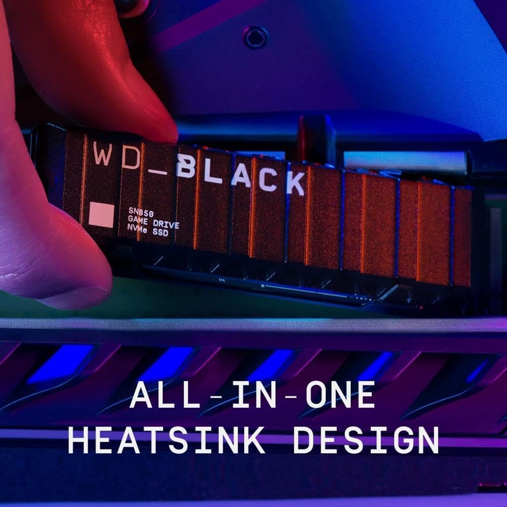 WD_BLACK 1TB SN850X NVMe Internal Gaming Solid State Drive with Heatsink - Works with Playstation 5, Gen4 PCIe, M.2 2280, Up to 7,300 MB/s
