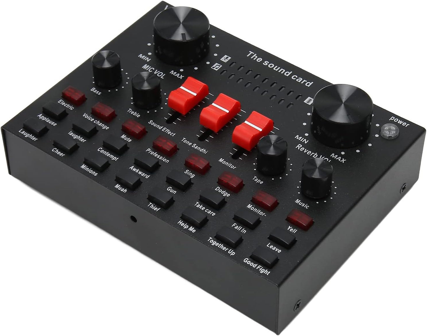 Live Sound Card, 16 Sound Effects V8S Voice Changer Sound Card Wireless Connection, 8 Fun Modes, Sound Mixer Board for Karaoke, Light Design (Black)