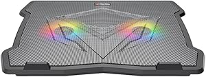 MEETION CP2020 Cooler Pad – Quiet Adjustable RGB Gaming Laptop Cooling Pad – With Dual Fans – Up to 14 Inch – 2*USB | MT-CP2020