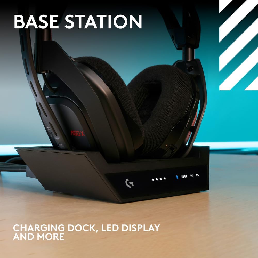 Logitech G Astro A50 X Omni-Platform Wireless Gaming Headset + Base Station for PS5, Xbox, PC: PLAYSYNC Video & Audio Switcher - Black