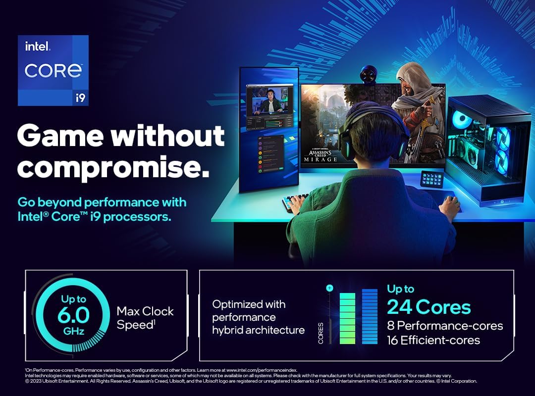 Intel Core i9-14900K 3.2 GHz 24-Core LGA 1700 14th Gen Processor, 24 Cores & 32 Threads, 36MB Cache Memory, 6GHz MaxTurbo Boost, Intel UHD Graphics 770, 2CH DDR5, 192GB Max, Tray.