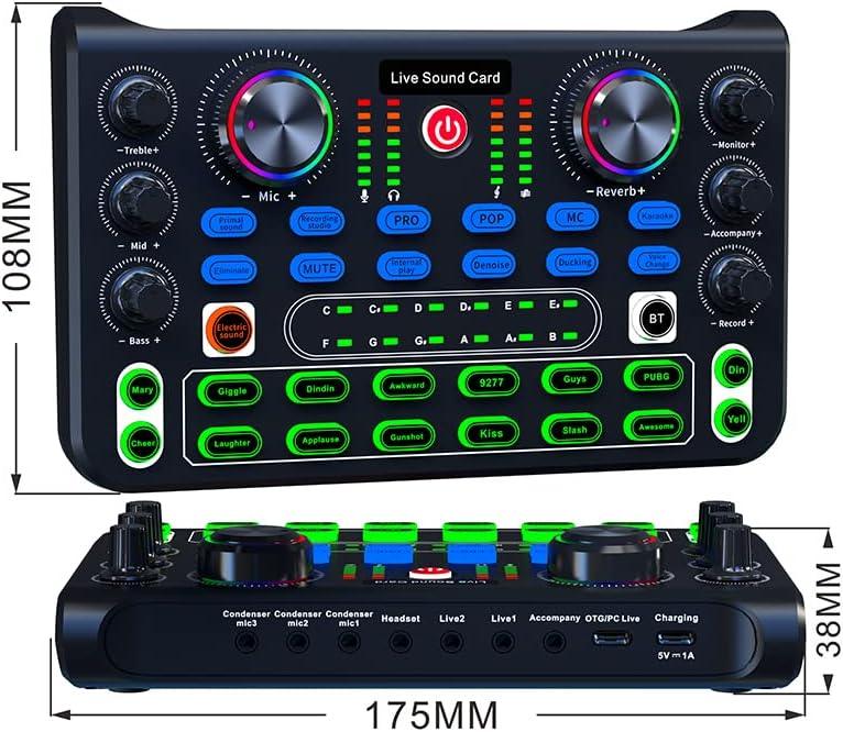 X60 Podcast Recording Equipment with Podcast Mixer,Voice Changer for Voice Chat and Cool Lights,Sound Card,DJ Audio Mixer Interface for Live Streaming Brand: SIBORIE