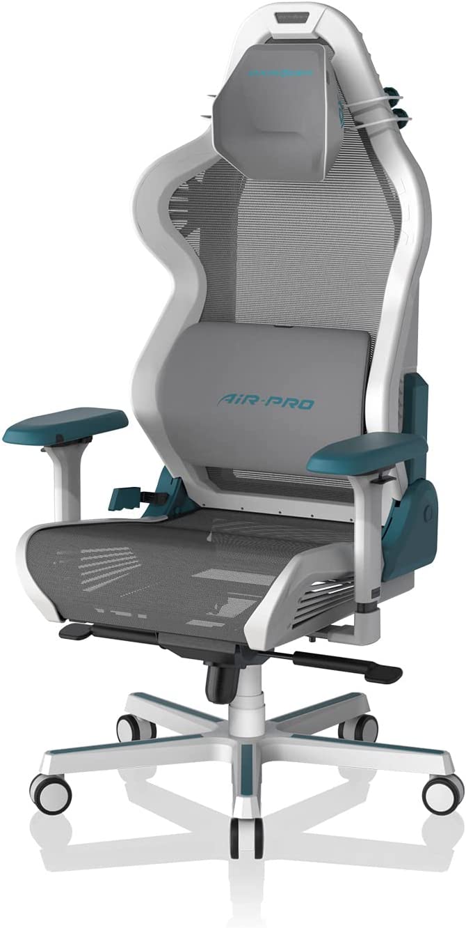 DXRacer Air Gaming Chair, Ultra-Breathable Mesh, 4D Armrests -White and Cyan (Pro)R15-WQ-G-B3