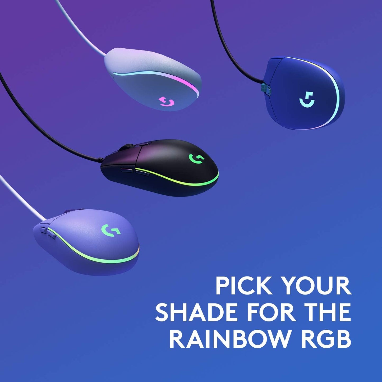 Logitech G203 Wired Gaming Mouse, 8,000 DPI, Rainbow Optical Effect LIGHTSYNC RGB, 6 Programmable Buttons, On-Board Memory, Screen Mapping, PC/Mac Computer and Laptop Compatible-Lilac