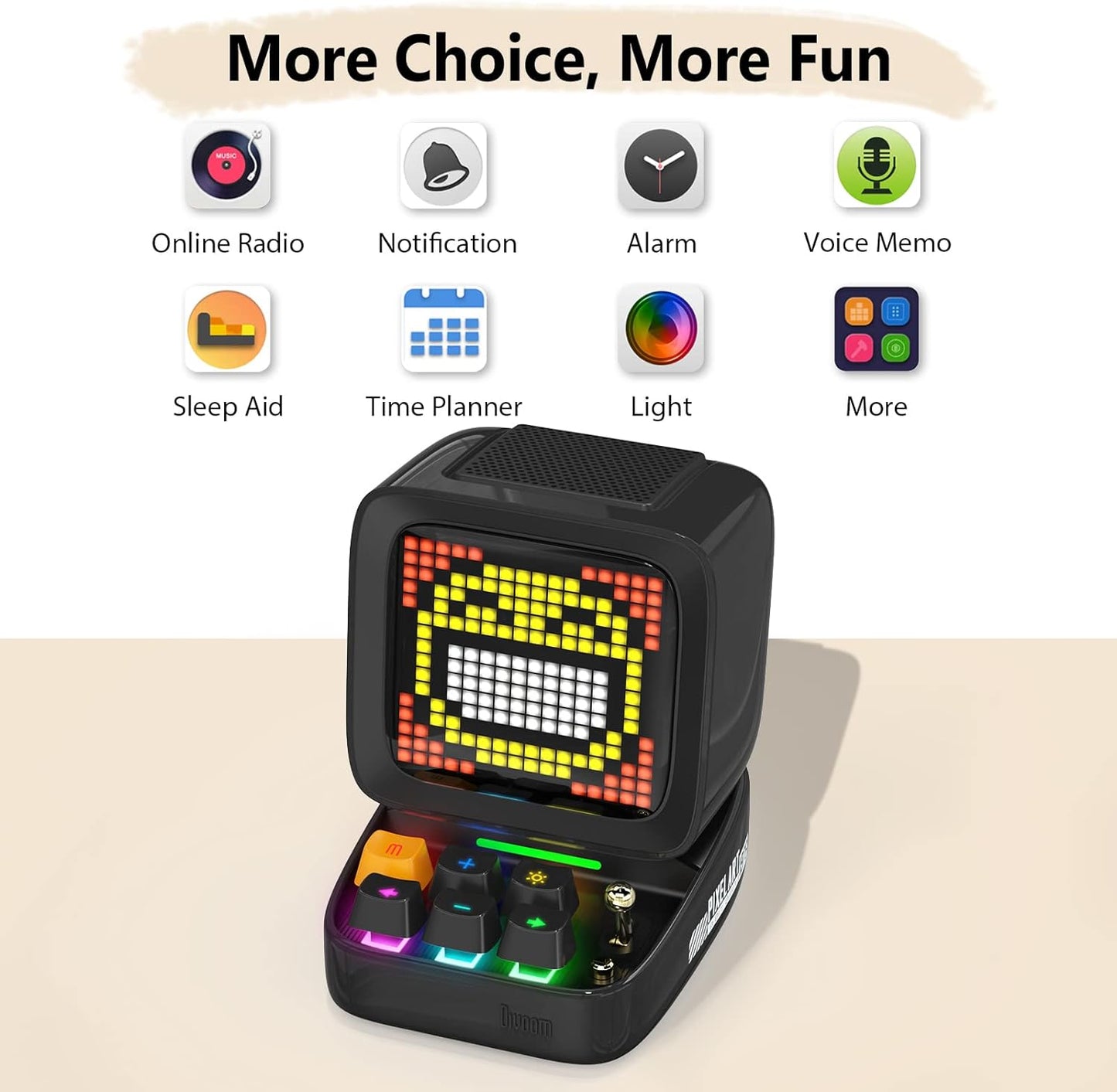 DIVOOM DITOO-PRO RETRO PIXEL ART GAME BLUETOOTH SPEAKER WITH 16X16 LED APP CONTROLLED FRONT SCREEN (BLACK)