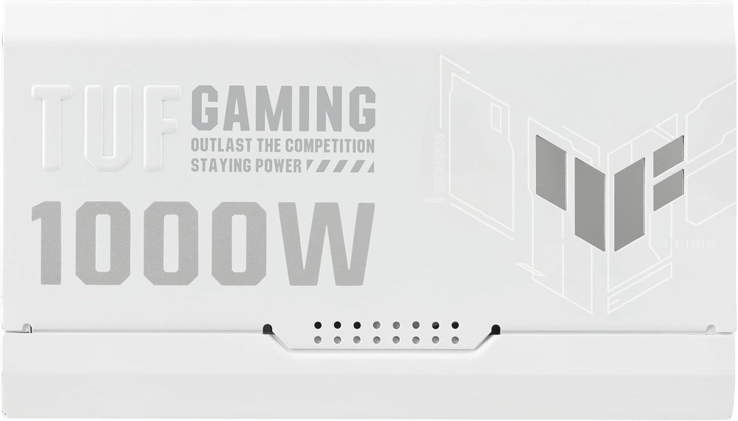 ASUS TUF Gaming 1000W Gold White Edition,Fully Modular Power Supply,80+Gold Certified, Military-Grade Components, Dual Ball Bearing, Axial-tech Fan, PCB Coating.