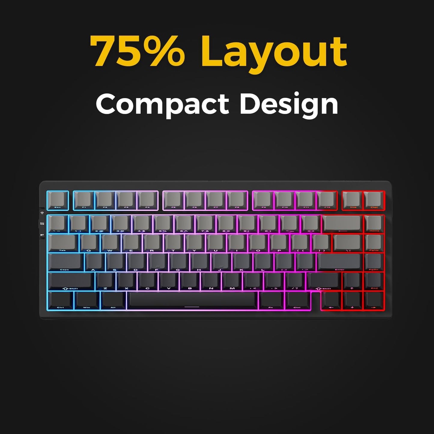 MCHOSE G75-13 PRO Black Gasket mount Mechanical RGB Gaming Keyboard,Matcha latte Switch