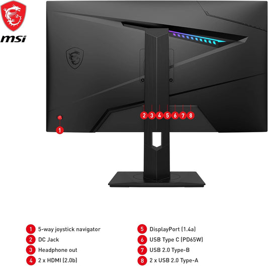 MSI MAG 274QRF QD E2 27 Inch WQHD Gaming Monitor - 2560 x 1440 Rapid IPS Quantum Dot Panel, 180 Hz - 1ms, 120percentage sRGB Colour Gamut, DisplayHDR 400 - DP 14a, HDMI 20b, USB Type-C