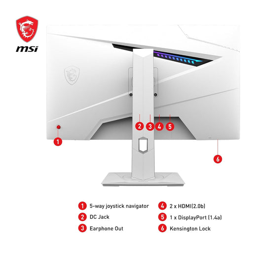 MSI MAG 274QRFW 27 Inch WQHD Gaming Monitor - 2560 x 1440 Rapid IPS Panel, 180 Hz / 1ms GtG, 123% sRGB Colour Gamut, Fan-Less Design, DisplayHDR 400 - DP 1.4a, HDMI 2.0b
