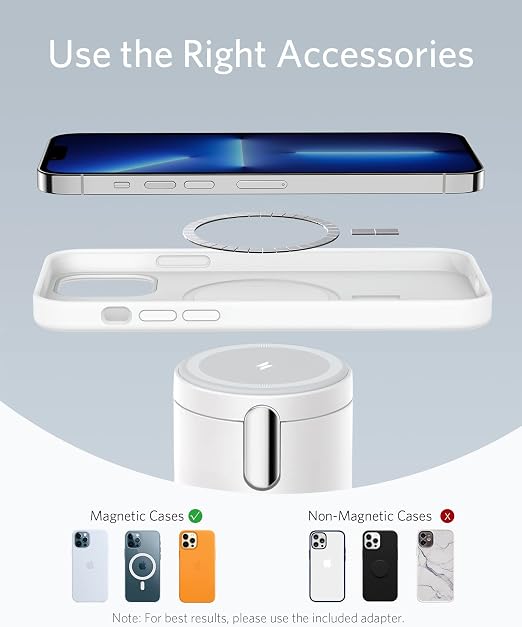 Anker 623 Magnetic Wireless Charger (MagGo), 2-in-1 Wireless Charging Station with 20W USB-C Charger, For iPhone 12 Series, AirPods Pro (Dolomite White), b2568221