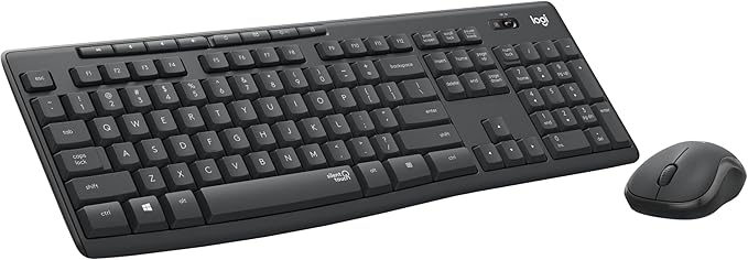 Logitech MK295 Wireless Keyboard and Mouse Combo - SilentTouch Technology, Full Number Keyboard, Shortcut Buttons, Nano USB Receiver, 90% Less Noise - Black