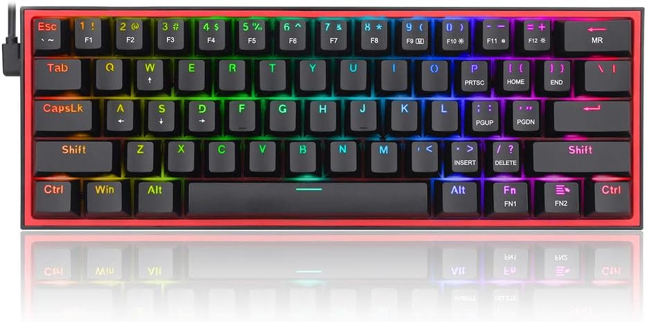 Redragon K617 Fizz 60% Wired RGB Gaming Keyboard, 61 Keys Compact Mechanical Keyboard,