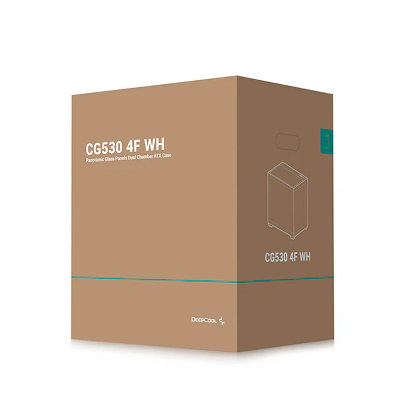DeepCool CG530 4F Panoramic ATX Mid-Tower Case 4x Pre Installed Fans Dual Chamber, Support Back Connectors & Up to 2x 360mm +280mm Radiators, Front 2x USB3.0 , White