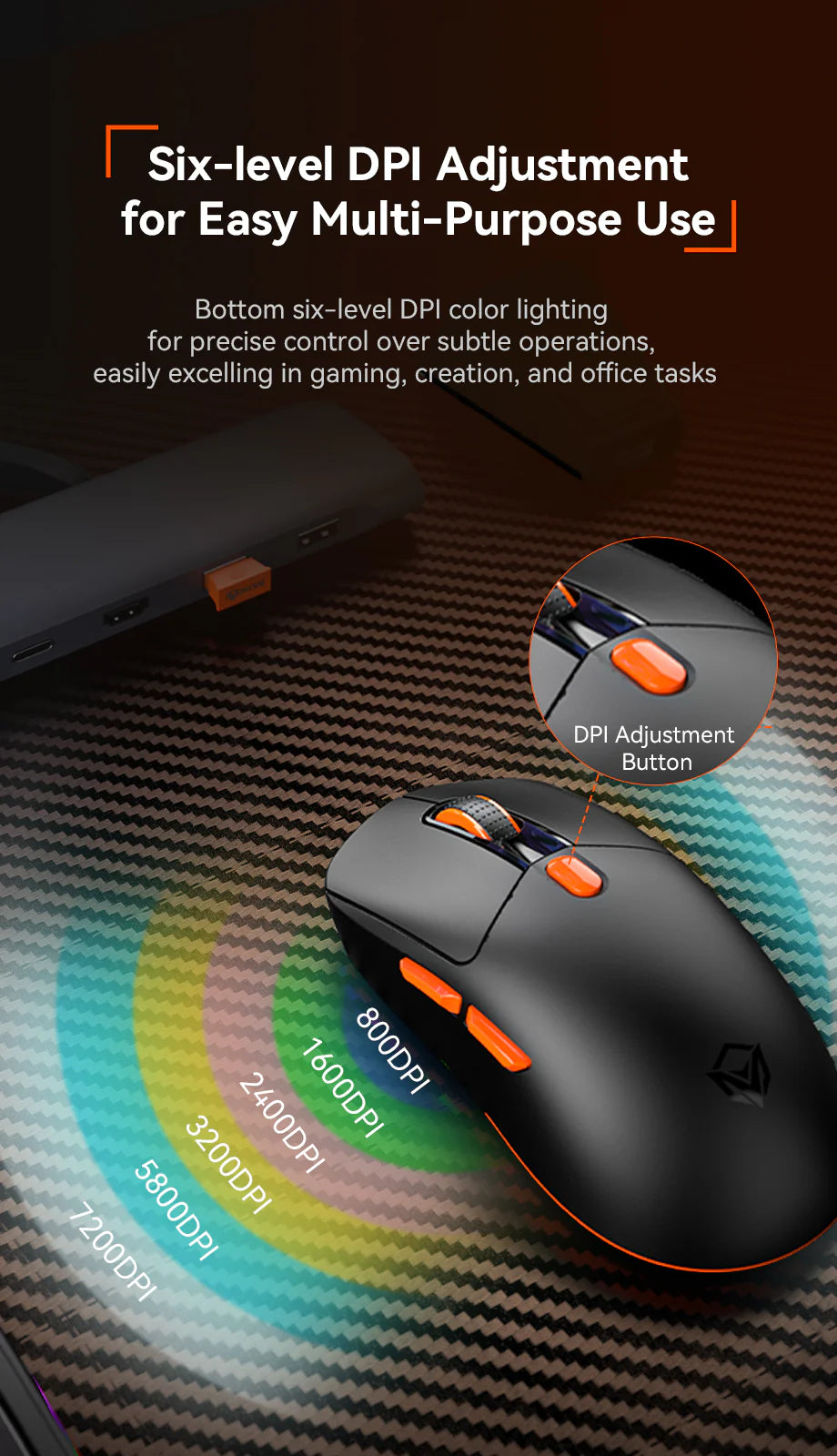 "MT-GW38" MEETION Wireless Tri-Mode Mouse with Magnetic Charging Dock-Black