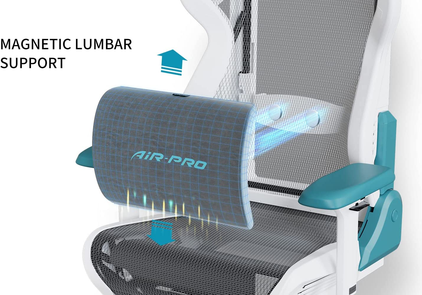 DXRacer Air Gaming Chair, Ultra-Breathable Mesh, 4D Armrests -White and Cyan (Pro)R15-WQ-G-B3