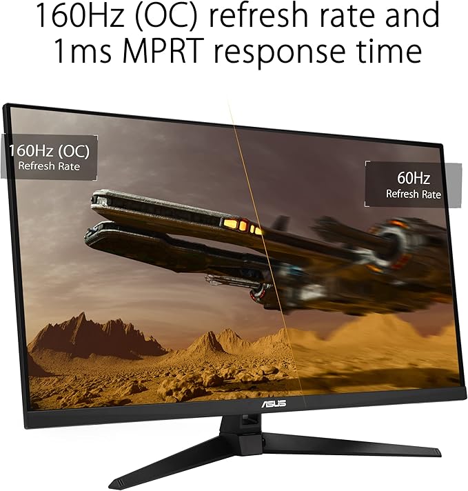 ASUS TUF VG32UQA1A Gaming 32'' 4K UHD HDR DSC VA Gaming Monitor, 160Hz Refresh Rate & 1ms (MPRT), ELMB Sync, Freesync Premium, Speakers, 120% sRGB, DisplayHDR 400, DP/HDMI, Black | 90LM08L0-B01970