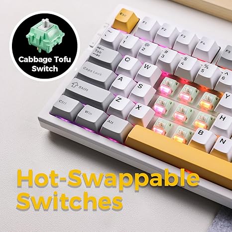MCHOSE G75-10 PRO Grey Gasket mount Mechanical RGB Gaming Keyboard,RED Switch