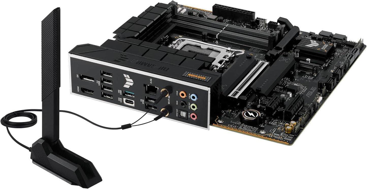 Asus TUF Gaming B760M-PLUS WIFI II DDR5 Motherboard, 4 x DIMM slots, Max. 192GB, Intel B760 Chipset, 1 x Realtek 2.5Gb Ethernet TUF LAN Guard, Wi-Fi 6E, Bluetooth v5.3, PCIe 5.0 for graphics cards, Two-Way AI Noise Cancelation | 90MB1HE0-GC