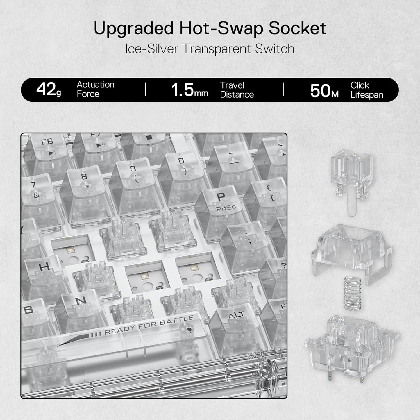Redragon Elf Pro K649 Wireless Crystal 75% Gasket Hot-Swappable Mechanical Keyboard