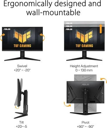 ASUS TUF Gaming VG27AQML1A 27” QHD Fast IPS 260Hz Gaming Monitor - 90LM05Z0-B07370