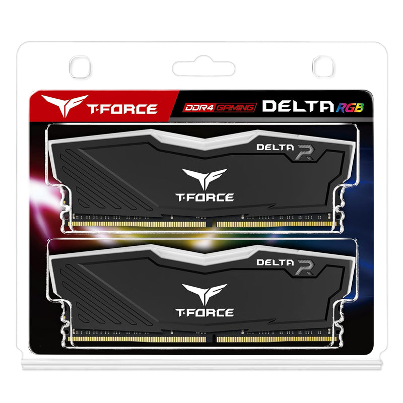 TEAMGROUP T-Force Delta RGB DDR4 Gaming Memory, 16GB (2x8GB Kit), 3600 Mhz, 288 Pin DIMM, Black
