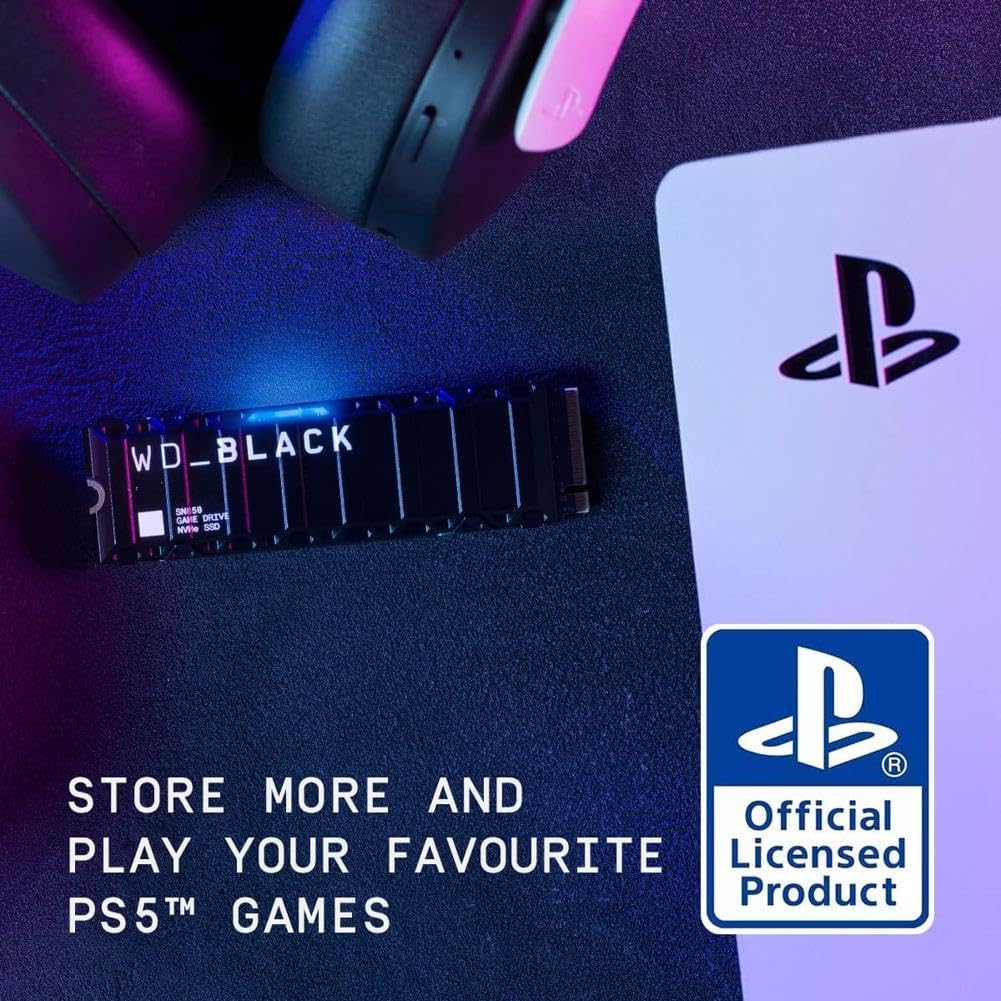 WD_BLACK 1TB SN850X NVMe Internal Gaming Solid State Drive with Heatsink - Works with Playstation 5, Gen4 PCIe, M.2 2280, Up to 7,300 MB/s