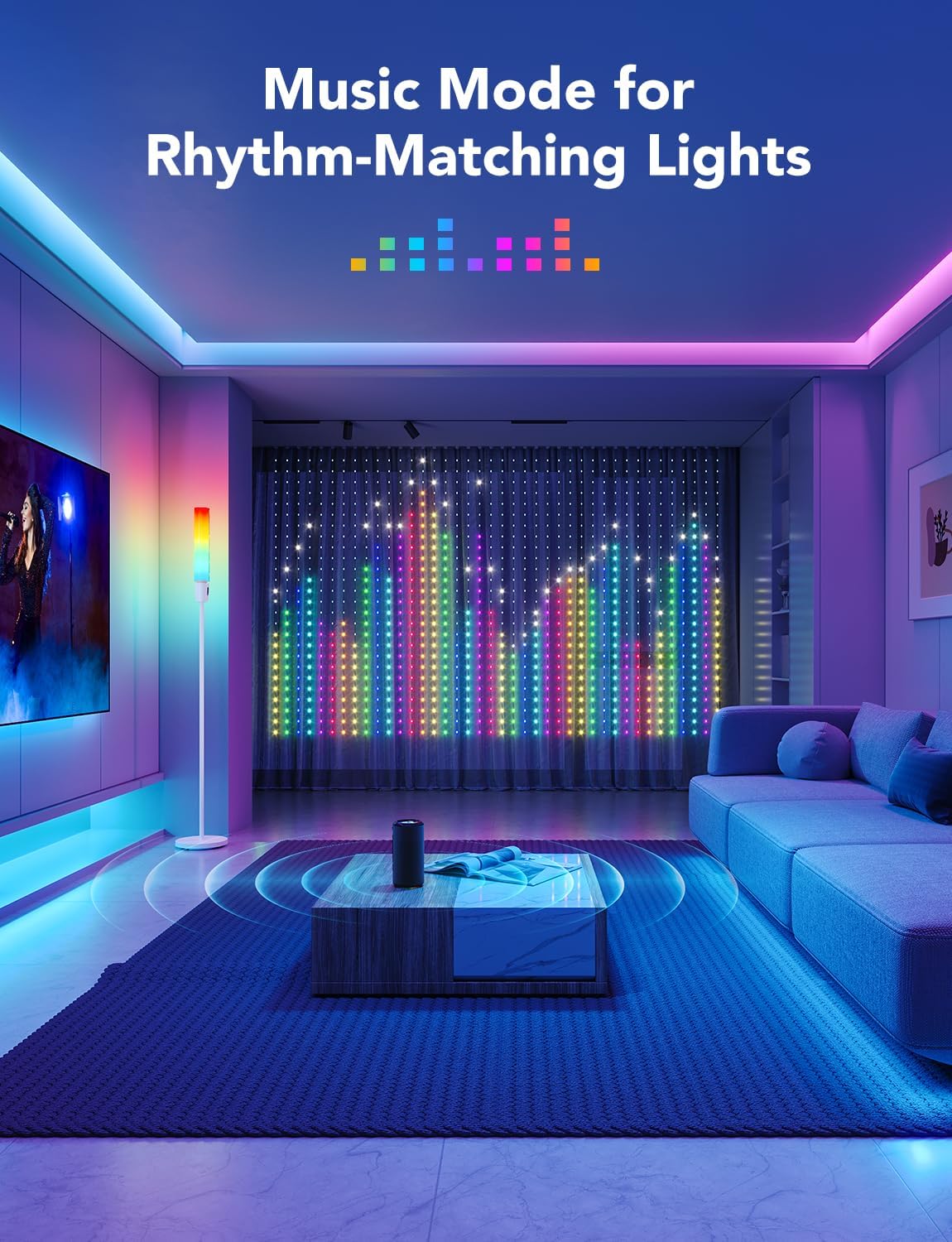 GOVEE CURTAIN LIGHTS, SMART WIFI LED CURTAIN LIGHTS OUTDOOR, 520 RGBIC LEDS - H70B1