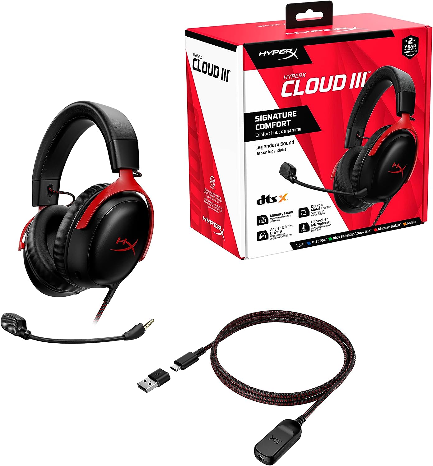 HyperX Cloud III Gaming Headset Black-Red