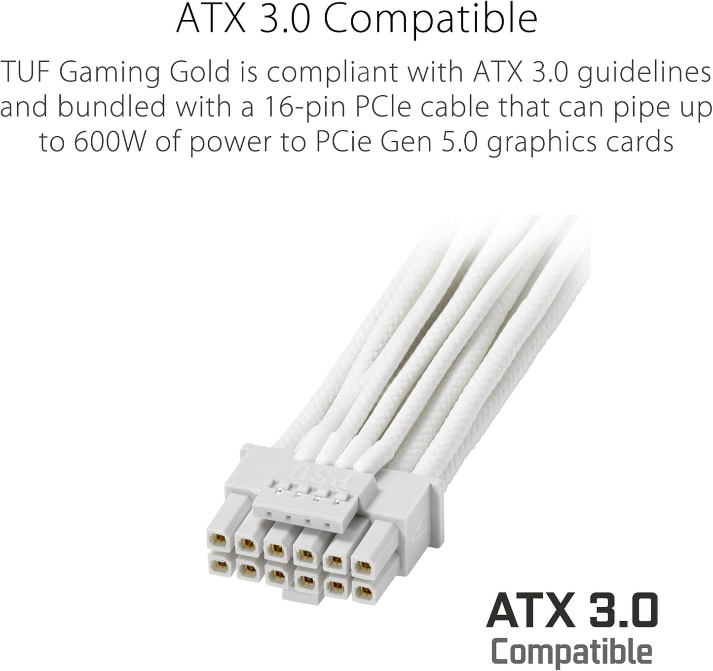 ASUS TUF Gaming 1000W Gold White Edition,Fully Modular Power Supply,80+Gold Certified, Military-Grade Components, Dual Ball Bearing, Axial-tech Fan, PCB Coating.