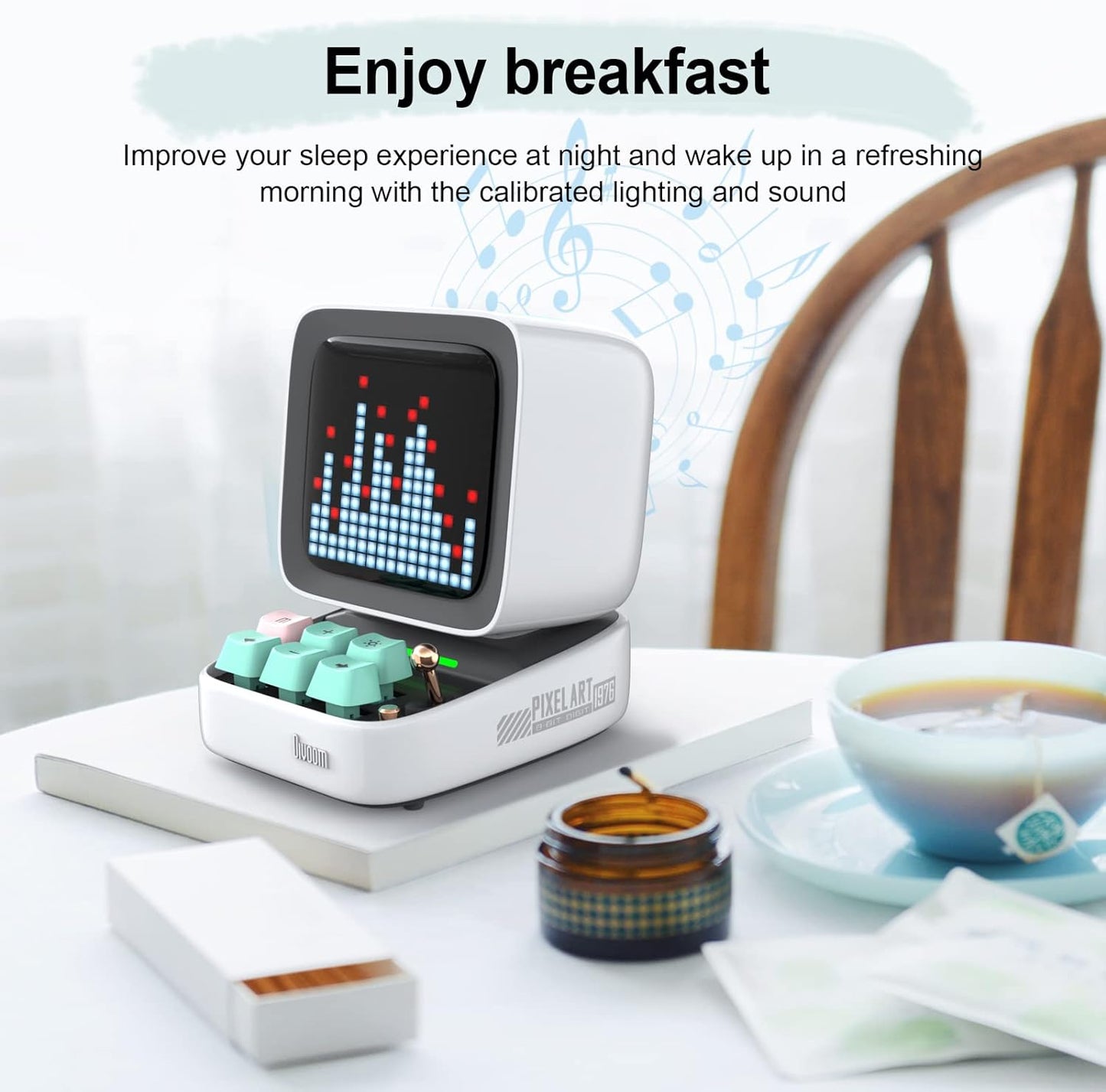 DIVOOM DITOO-PRO RETRO PIXEL ART GAMING PORTABLE BLUETOOTH SPEAKER WITH APP CONTROLLED 16X16 LED FRONT PANEL, ALSO A SMART ALARM (WHITE)