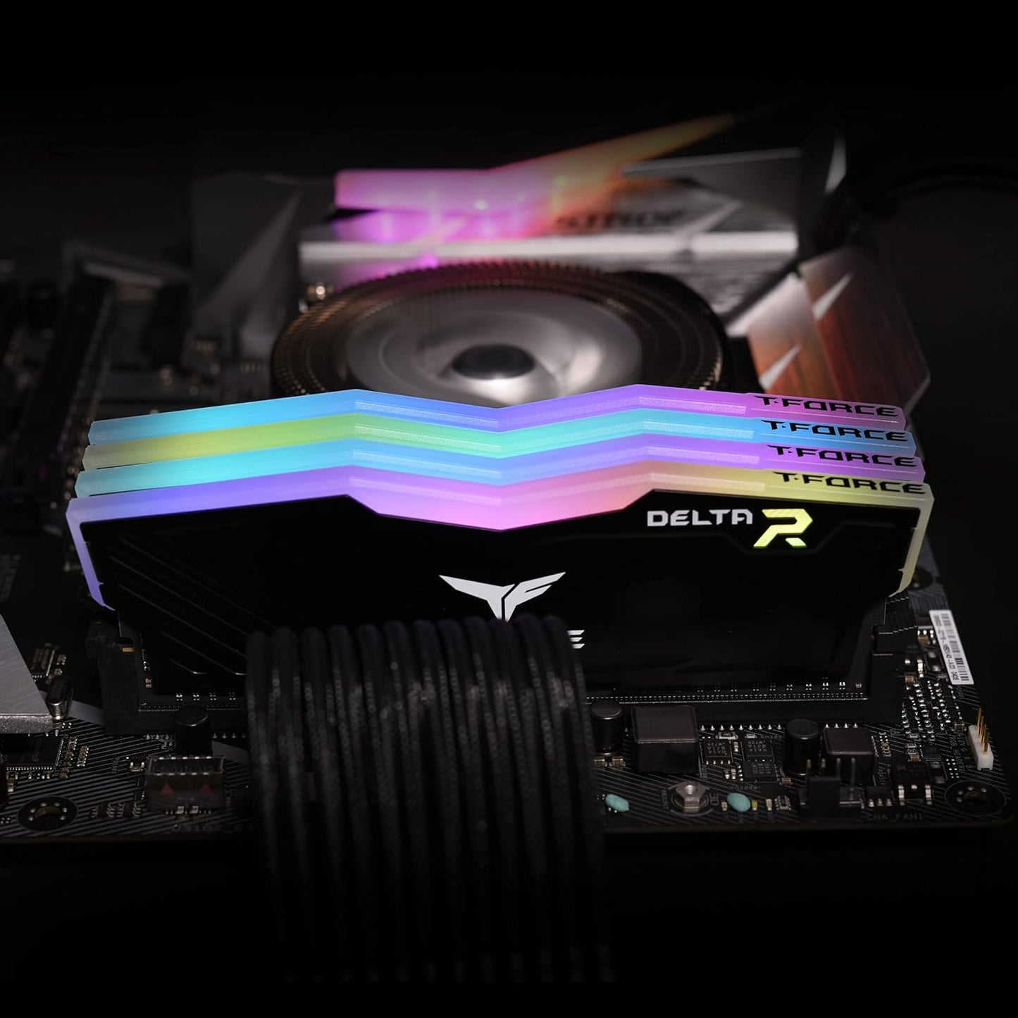 TEAMGROUP T-Force Delta RGB DDR4 Gaming Memory, 16GB (2x8GB Kit), 3600 Mhz, 288 Pin DIMM, Black
