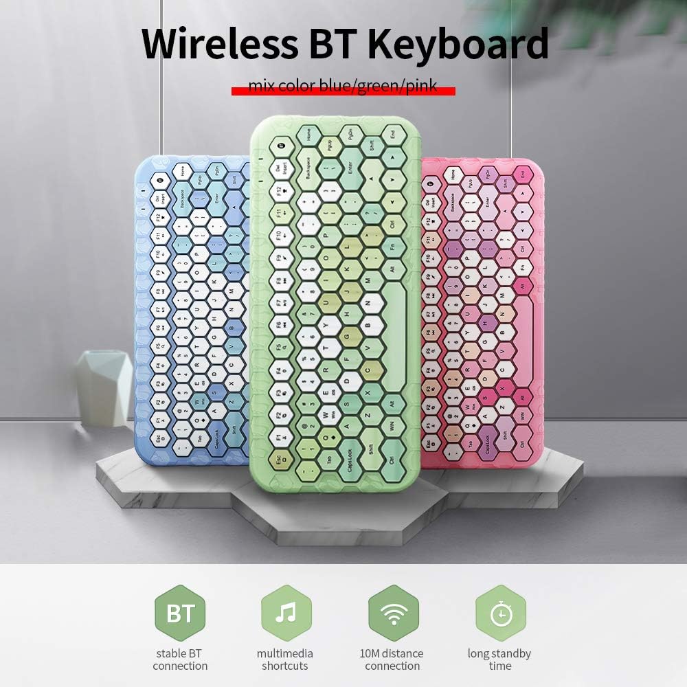 Mofii honey BT Wireless BT Keyboard Mixed Color 83 Key Mini Portable Keyboard for Phone/Tablet/Laptop Blue
