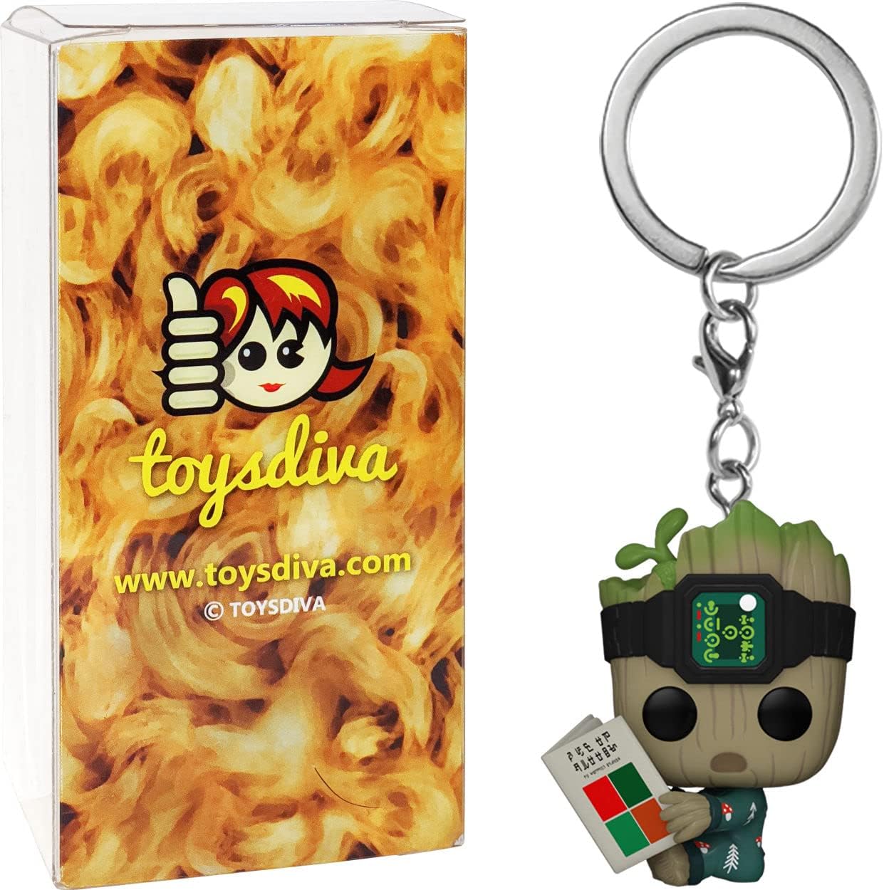 G r o o t in Onesie: Pocket P o p ! Mini-Figural K e y c h a i n Bundle with 1 Compatible 'ToysDiva' Graphic Protector