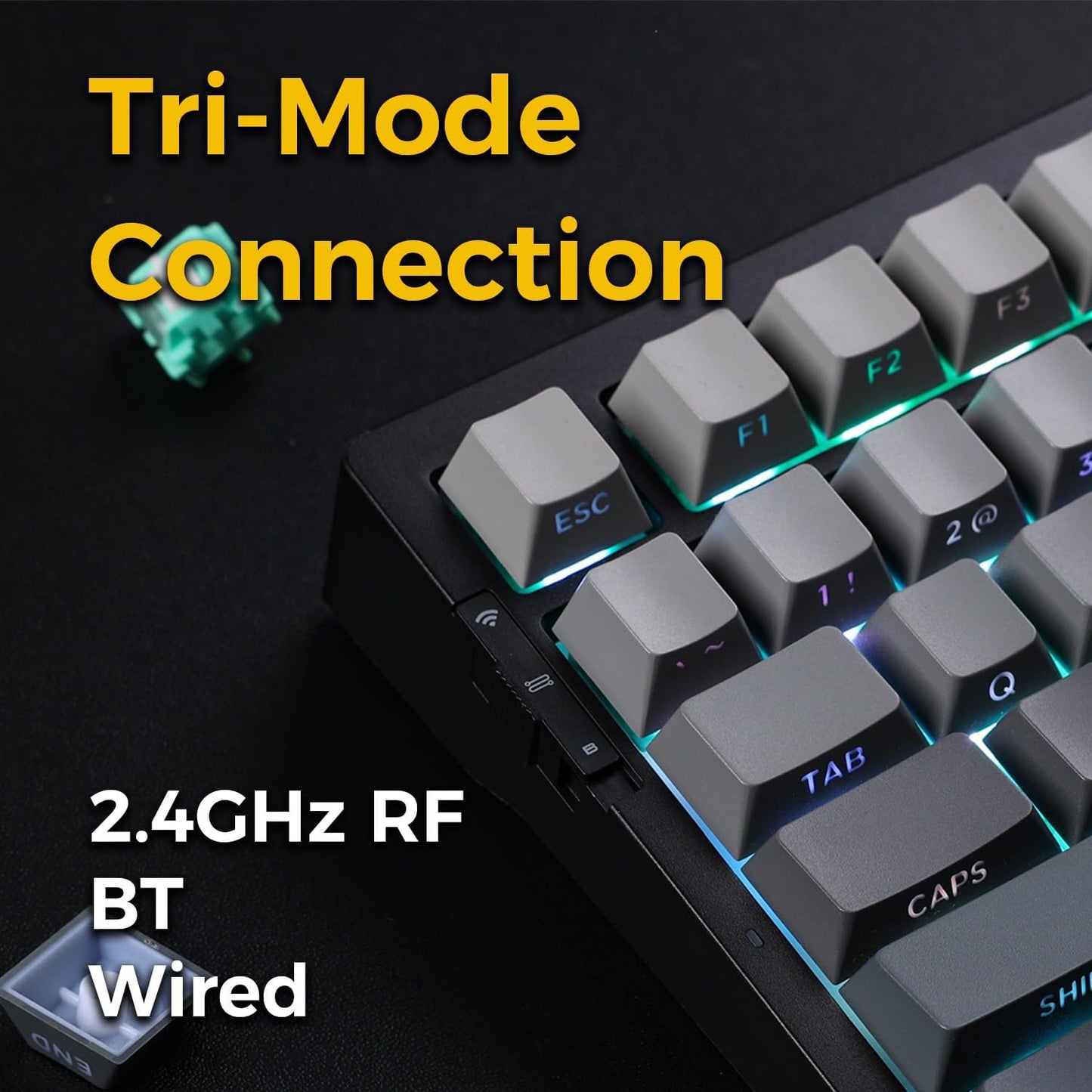MCHOSE G75-13 PRO Black Gasket mount Mechanical RGB Gaming Keyboard,Matcha latte Switch