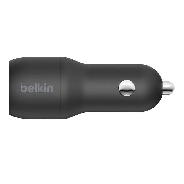 Belkin Dual USB Car Charger 24W + Lightning Cable (Boost Charge Dual Port Car Charger, 2-Port USB Car Charger)