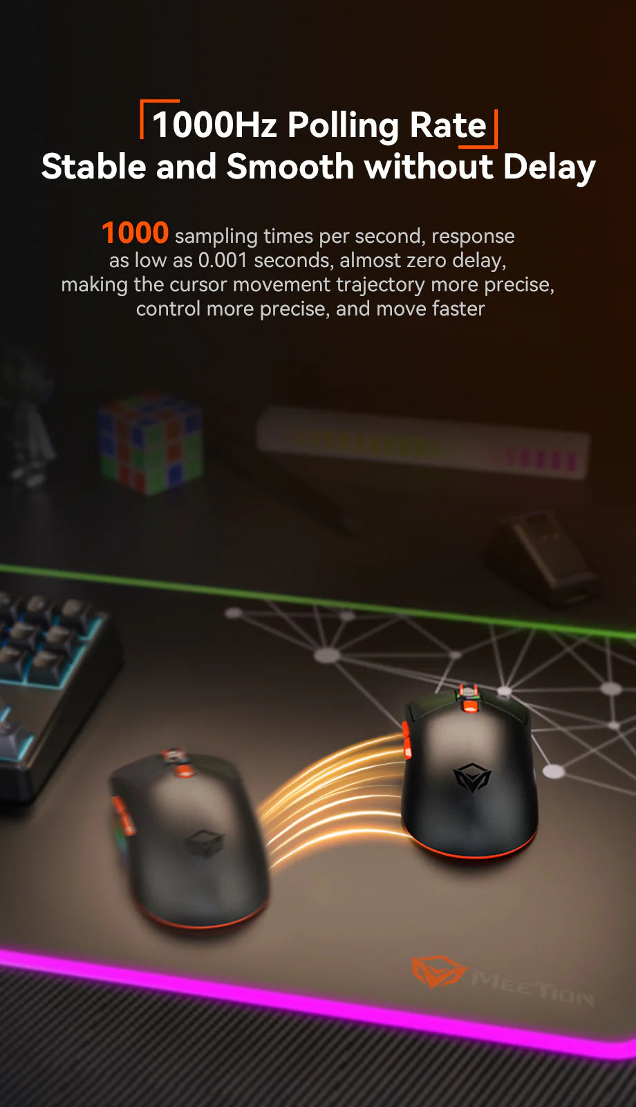 "MT-GW38" MEETION Wireless Tri-Mode Mouse with Magnetic Charging Dock-Black