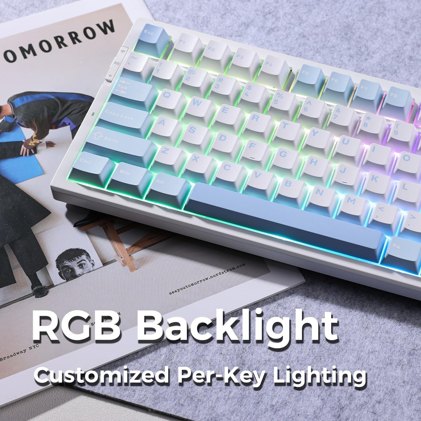 MCHOSE G75-4 PRO BLUE Gasket mount Mechanical RGB Gaming Keyboard,Cabbage TOFU Switch