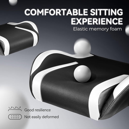 OneGame Gaming Chair, High Back Computer Leather Game Chair 155°Adjustable Backrest Swivel Ergonomic Office Gamer Chair with Lumbar Support-White&Black