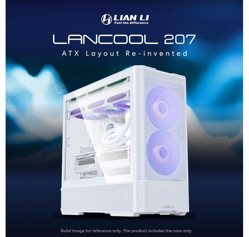 LIAN LI LANCOOL 207 Compact ATX RGB Gaming Computer Case, Airflow Optimized Mesh Panels Tower Chassis w/ 2x140mm ARGB,2x120mm PWM Fans Pre-Installed, USB Type-C Port, Tempered Glass Side Panel (White)