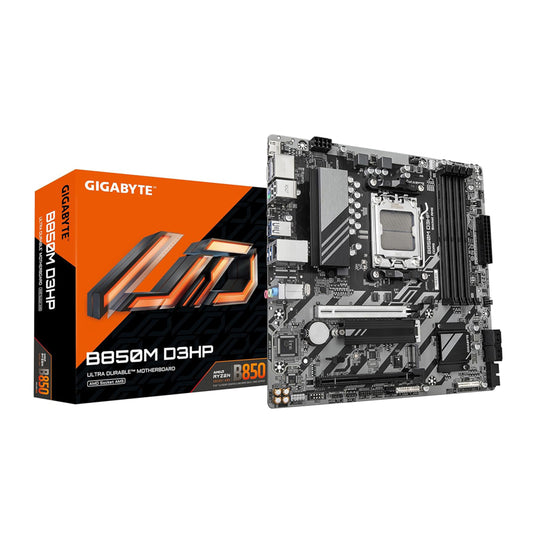 GIGABYTE B850M D3HP Motherboard,AMD Ryzen 9000 Series CPUs,5+2+2 Phases Digital VRM,up to 8200MHz DDR5,1xPCIe 5.0 + 1xPCIe 4.0 M.2,GbE LAN,USB 3.2 Gen2
