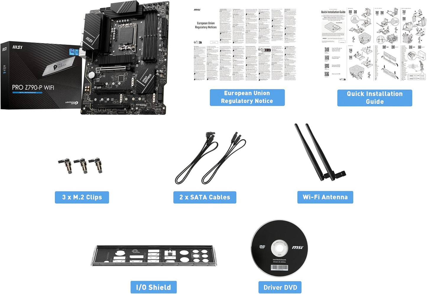 MSI Pro Z790-P WiFi Pro Series Motherboard, Supports 12th/13th Gen Intel Processors, LGA 1700, DDR5, PCIe 5.0, M.2, 2.5Gbps LAN, USB 3.2 Gen2, Wi-Fi 6E, ATX