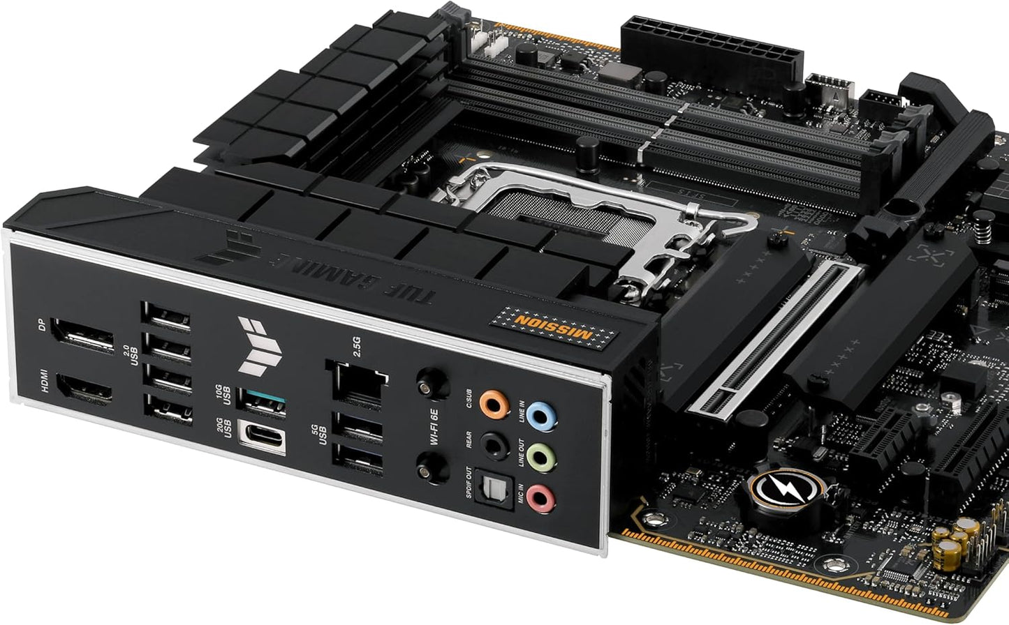 Asus TUF Gaming B760M-PLUS WIFI II DDR5 Motherboard, 4 x DIMM slots, Max. 192GB, Intel B760 Chipset, 1 x Realtek 2.5Gb Ethernet TUF LAN Guard, Wi-Fi 6E, Bluetooth v5.3, PCIe 5.0 for graphics cards, Two-Way AI Noise Cancelation | 90MB1HE0-GC