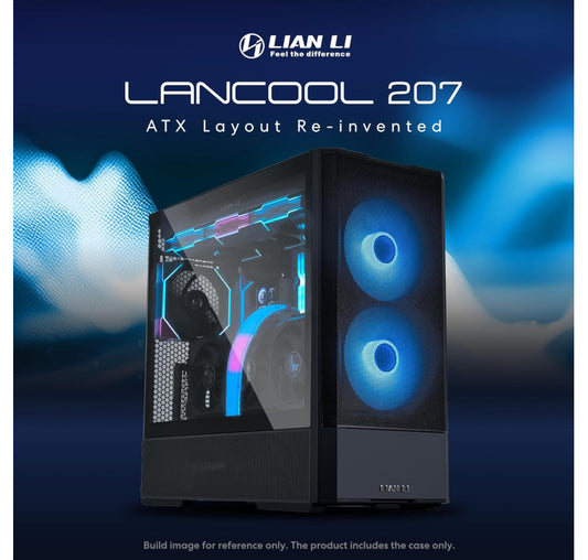 LIAN LI LANCOOL 207 Compact ATX RGB Gaming Computer Case, Airflow Optimized Mesh Panels Tower Chassis w/ 2x140mm ARGB,2x120mm PWM Fans Pre-Installed, USB Type-C Port, Tempered Glass Side Panel (Black)