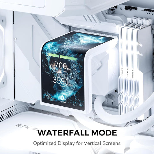 TRYX Panorama SE 360 ARGB White 360mm AIO Rotatable 6.5'' AMOLED Curved Screen 3D Anamorphic Effect Customizable AIO Cooler 360mm White Asetek Adela 280w TDP Intel LGA 1851/1700/1200/115X AMD AM5/AM4