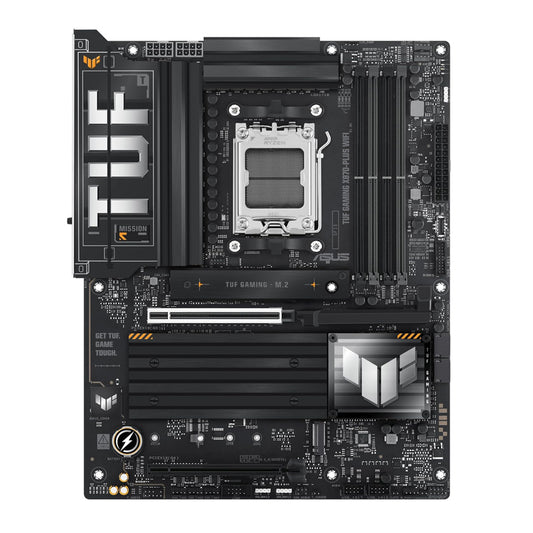 ASUS TUF Gaming X870-PLUS WiFi AMD AM5 X870 ATX Motherboard, 16+2+1, 80A SPS Power Stages, DDR5, PCIe 5.0 Ready, Four M.2 Slots, Wi-Fi 7, 2.5Gb LAN, HDMI, USB4® 40Gbps, SATA 6 Gbps, USB 20Gbps Type-C