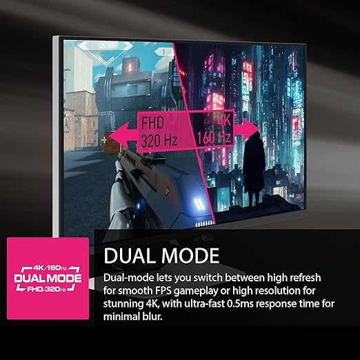 MSI MPG 274URDFW E16M 27-inch 3840 x 2160 (UHD) Gaming Monitor, 160Hz,0.5ms- White