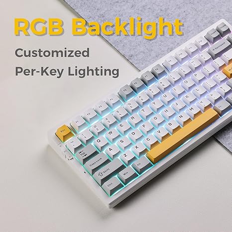 MCHOSE G75-10 PRO Grey Gasket mount Mechanical RGB Gaming Keyboard,RED Switch