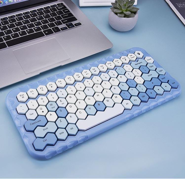 Mofii honey BT Wireless BT Keyboard Mixed Color 83 Key Mini Portable Keyboard for Phone/Tablet/Laptop Blue
